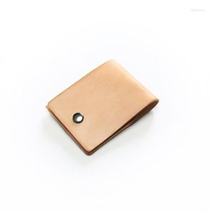 Porte-cartes Portefeuille minimaliste fait à la main pour S Porte-cartes en cuir véritable Homme Femme Porte-cartes d'affaires Porte Carte