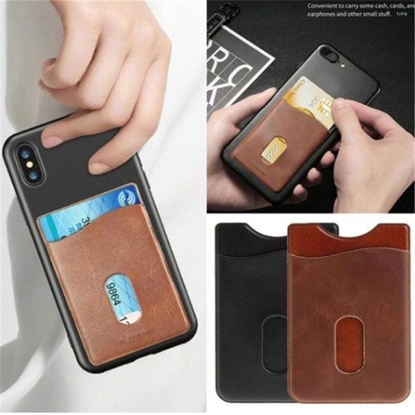 Titulaires de cartes Porte-cuir Autocollant Adhésifs ID de crédit Téléphone portable Poche arrière Portefeuille Étui Autocollants Sac Pochette