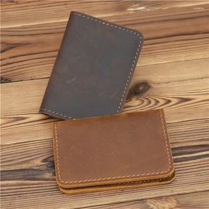 Toldistas de tarjetas soporte para hombres billetera de cuero minimalista personalizd pequeño bolso delgado mini bancario