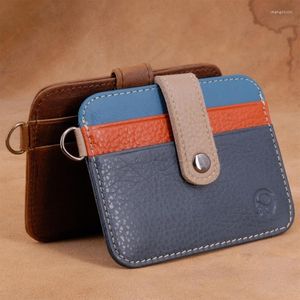 Tarjeteros de cuero genuino para hombre, Cartera delgada, Bolso pequeño para hombre, Mini monedero, Walet, Portomonee fino, Carteras para hombre