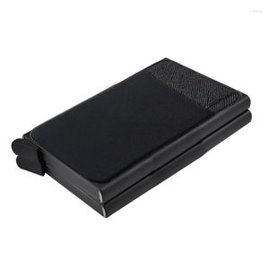 Porte-cartes Porte-cartes d'identité pour hommes et femmes Double métal Automatique -up Bag Sleeve Anti-vol Swipe Clip Grande capacité