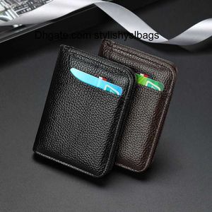 Porte-cartes Porte-cartes pour hommes Mince Mini portefeuille Sac de rangement pour cartes Unisexe Exquis Pu Porte-monnaie Rfid Blocage Carte bancaire Pochette de rangement en espèces