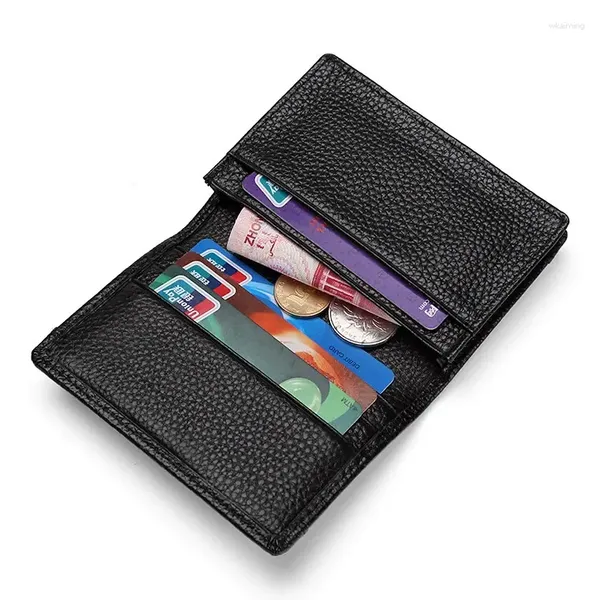 Porte-cartes en cuir véritable pour hommes, étui de banque, cartes d'identité VIP, porte-cartes d'affaires, portefeuille, accessoires de voyage, porte-monnaie mince