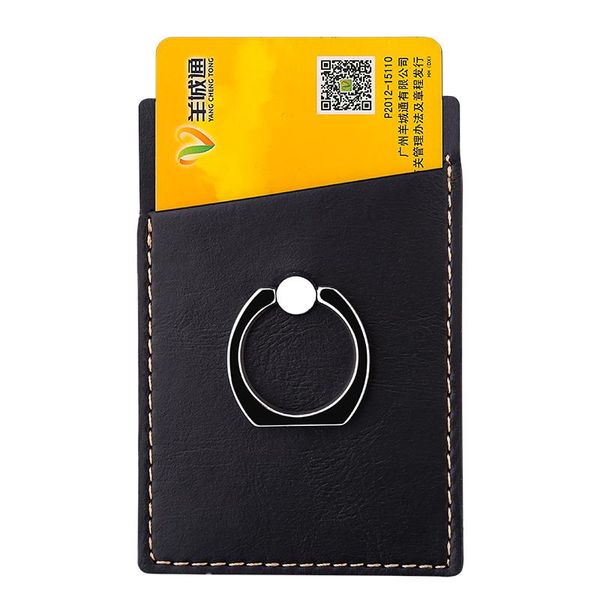 Titulaires de cartes Porte-téléphone portable en cuir avec autocollant adhésif de poche Retour 2 en 1 Bague StandCard