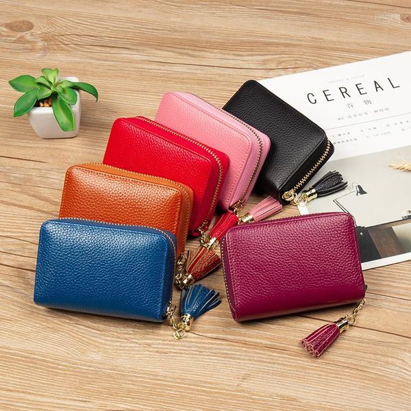 Porte-cartes Multi-color Leather Organ Holder Multi-function Zipper Coin Purse