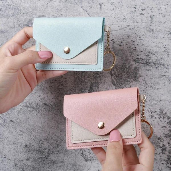 Porte-cartes PU Sac Couleur Bonbon Simple Zéro Portefeuille Étudiant Repas Multifonctionnel Titulaire Carteras Para Mujeres