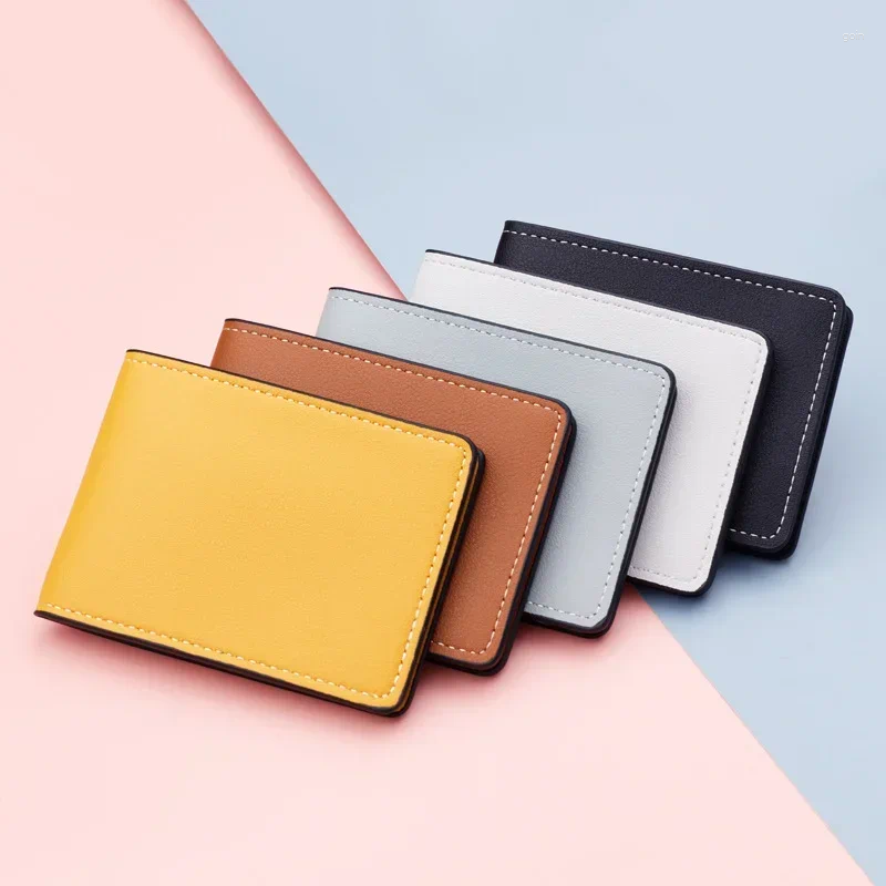 Supports de cartes PU Couvrer en cuir Cover Documents de couleur solide portefeuille Banque ultra mince Banque Haute qualité