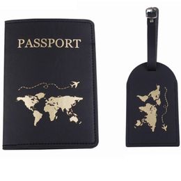 Kaarthouders PU lederen paspoort cover bagagelabel set voor mannen vrouwen reizen case koffer id naam adres houder
