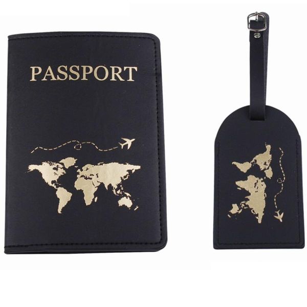 Titulaires de cartes PU Cuir Passeport Couverture Bagage Tag Set pour hommes Femmes Voyage Valise ID Nom Adresse Titulaire