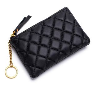 Titulaires de cartes en cuir de mouton petit portefeuille porte-clés porte-monnaie porte-monnaie pochette zippée MINI 1pcs218O