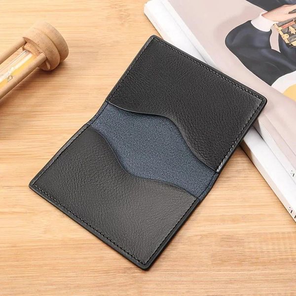 Titulaires de cartes Simple Bifold Portefeuille pour hommes Véritable Cuir Slim Titulaire de luxe Petit mâle Mini sac à main mince