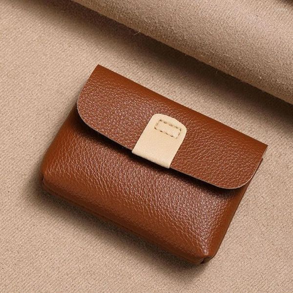 Supports de cartes Simple Buckle Cuir Coin Purse Handder Change Sac Femme Femme Men Small Wallet Square Pouche de rangement d'écouteurs Monedero