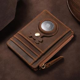 Porte-cartes Top portefeuille en cuir véritable avec fente Airtag hommes titulaire étui Airt Tag mâle titulaire porte-cartes carte