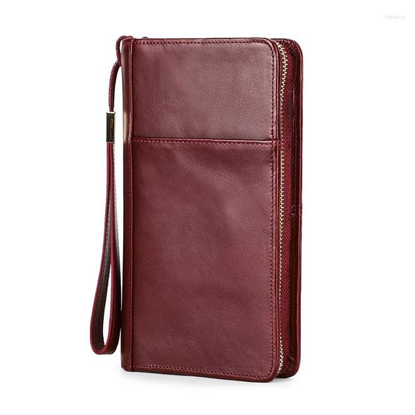 Porte-cartes Portefeuille de voyage Porte-passeport familial Organiseur en cuir véritable Accessoires Porte-documents Porte-cartes avec dragonne