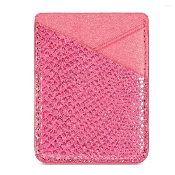 Titulaires de cartes Support de stockage universel Autocollant Pochette portable Téléphone portable Poche arrière PU Cuir Adhésif Portefeuille Mode