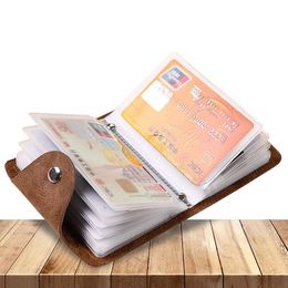 Porte-cartes Vintage en cuir 24 bits, porte-affaires, sac de passeport de crédit pour hommes et femmes, portefeuille d'identité