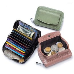 Porte-cartes portefeuille femme petit sac à main en cuir véritable femmes portefeuilles cartes court pièce dames