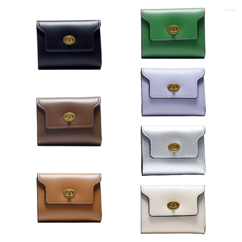 Korthållare Y166 Fashionabla låshållare Trendiga PU -läderplånbok för kvinnor med flera slots