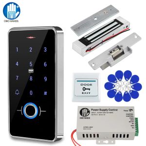 Carte IP68 Système de contrôle d'accès à la porte imperméable Biométrie RFID KEYPAD + ALIMENTATION PLUSE + 180 kg Electric Magnetic Strike Locks for Home