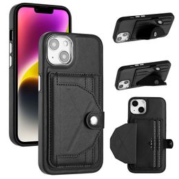 Card Pocket Pack Wallet Leather Holder Cases Voor iPhone 15 14 Pro Max Plus 13 12 11 XR XS X 8 6 7 Credit ID Card Slot Holder Flip Cover Mode Shockproof Stand Purse Pouch