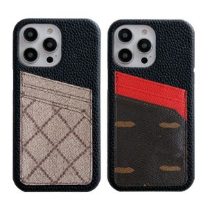 Card Pocket Phone Case Designer iPhone Case pour iPhone 15 14 Pro Max Cases 13 12 11 Pro XSMax XR 14Plus 13promax Samsung Galaxy S24 Ultra S23 PLUS S22 Brand Mobile Cover
