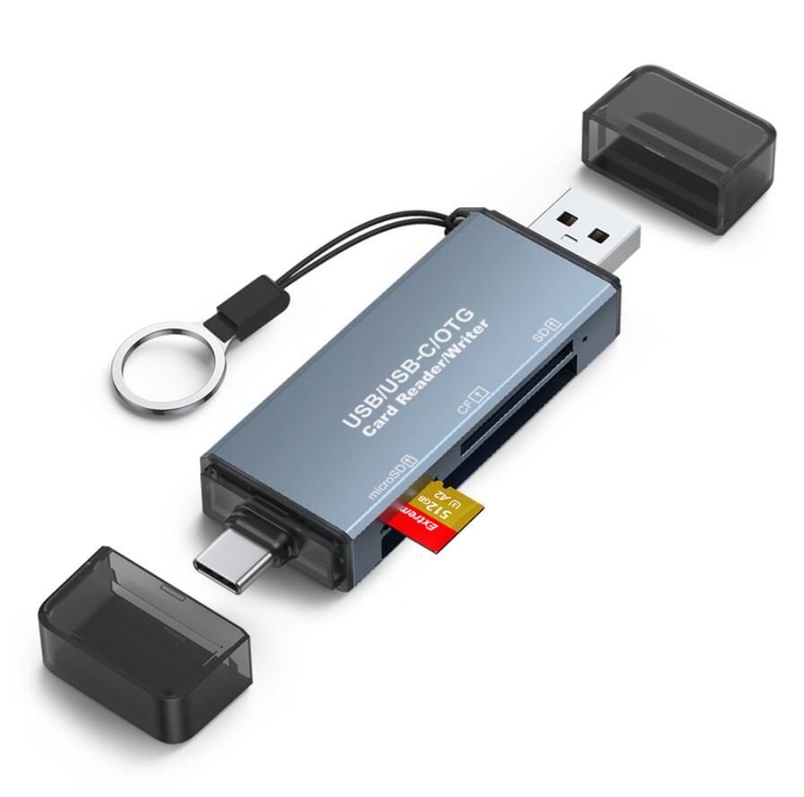 Lector de tarjetas CF 3 en 1, tarjeta de memoria interna SD, lector de tarjetas SD USB, cámara SLR tipo C, cabezal convertidor de doble propósito