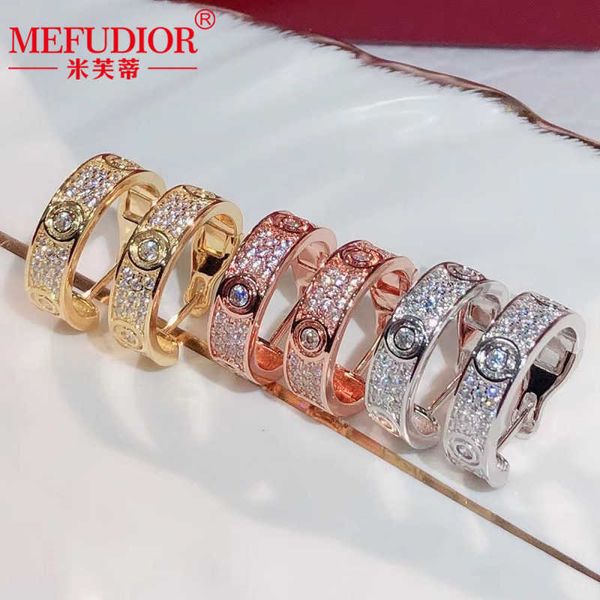 Card Ring S925 Card de plata esterlina Home Three Filas Full Diamond Full Sky Star Star Light Luxury High End High Womens Style