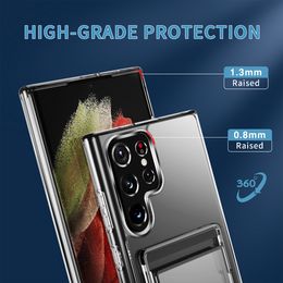 Kaartsleufhouder portemonnee transparant case voor Samsung Galaxy S23 S22 S21 S20 Note 20 Ultra 10 plus schokbestendige heldere harde pc -cover