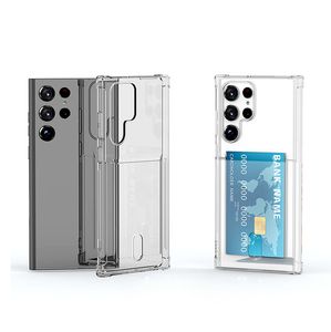 Kaartsleuf TPU mobiele telefoon gevallen voor Samsung Galaxy S22ULTRA S22 S22Plus S21 Ultra S21Plus S21FE S20 S20ULTRA S10 S9 S8 Clear Soft Silicone Case
