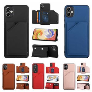 Fente pour carte avec pack Étuis portefeuille en cuir pour Xiaomi POCO X5 Pro 5G Redmi Note 12 4G Pro Plus 5G Huawei Honor 90 X6A 4G X9A X8A X7A Skin Feel Credit ID Holder Flip Cover Pouch