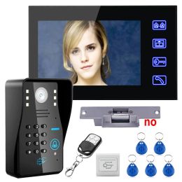 Card Touch Key 7 "LCD RFID wachtwoord Video Deur Telefoon Intercom System System Kit+ Elektrische aanvalsvergrendeling+ Draadloze afstandsbediening Ontgrendeling