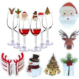 Kaart Wine Cup Hat Kerstmis Santa Glass Decoratie Huistafel Plaats Decoraties Kerstfeest Kerstvoorraden CPA7039 915 S