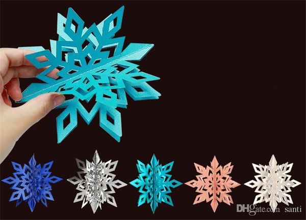 Carton 3D creux flocon de neige suspendus ornements nouvel an décorations de noël 6 pièces/ensemble pour la décoration de fête à la maison