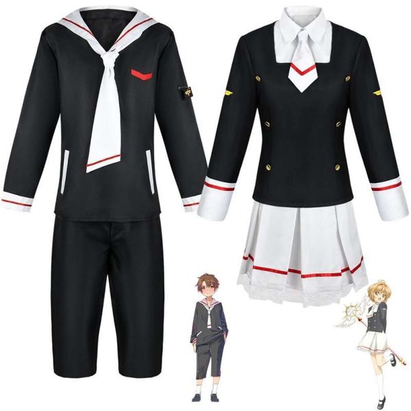 Disfraz de Cardcaptor Kinomoto Sakura, traje de marinero, conjunto escolar para niño y niña, uniforme JK de Halloween