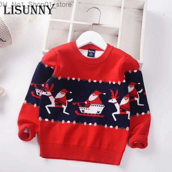 Cardigan 2023 Otoño Invierno Niños Suéter de Navidad Niños Niñas Jersey Abrigo Ropa para niños Bebé Algodón Grueso Lana Top Santa Claus 1-7Y Q231206