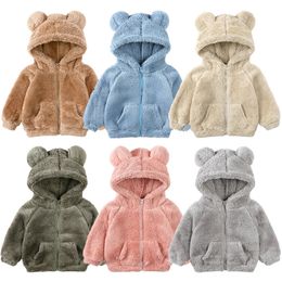 Cardigan 2023 Veste d'hiver pour enfants pour garçon fille Sweat à capuche en polaire solide Sweat-shirt Top coréen Manteau chaud Vêtements d'extérieur pour enfants 231115