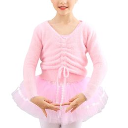 Vest Herfst Winter Kinderen Meisjes Ballet Trui Zachte gelaagdheid Trekkoord V-hals Trui Bovenkleding Warme jas Wrap Dansjassen 231013