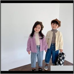 Cardigan Baby Vêtements Bébé Enfants Maternité Drop Livraison 2021 Style coréen Children Mode tricoté torsadée chaude 3 couleurs chandails garçons et g