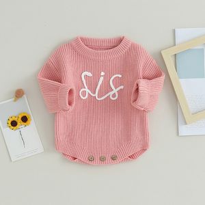 Cardigan bébé filles garçons pull barboteuse enfant en bas âge vêtements d'hiver à manches longues lettre broderie tricot body tricots infantile automne tenue 230802