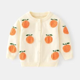 Cardigan Bébé Pull Cardigan Filles Garçon Coton Fruit Stéréoscope Motif Enfant Tricot Manteau Vêtements O-cou À Manches Longues Chaud Automne Hiver 231017