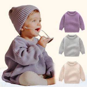 Cardigan bébé chandails automne hiver couleur unie pull tricoté pour enfant en bas âge col rond en vrac enfants vêtements d'extérieur 231013