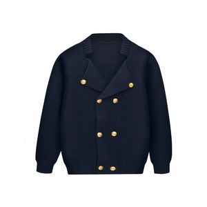 Cardigan Britannique Enfants Garçons Tricoté Manteau Uniforme Scolaire Primaire Automne Hiver Enfants Filles Solide Couleur Double Boutonnage Chandails 221128