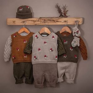 Vest kinder kersttrui Ins herfst kinder zware industrie handgeborduurde onderkant trui vest baby kinderkleding 231007