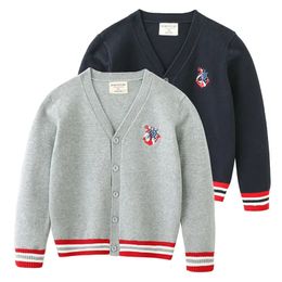 Cardigan en tricot pour enfants, pull en coton rayé pour garçons et filles, vêtements pour enfants de 6 à 15 ans, 231016