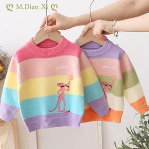 Cardigan Children's Rainbow Sweater Autumn and Winter Baby Striped Pullover Bottoming Shirt Girls Cartoon Foreign Style 231021