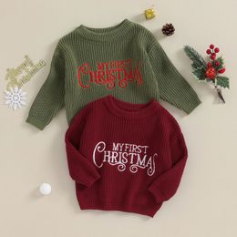 Cardigan Citgeett Otoño Navidad Infantil Bebé Niñas Suéter de punto Beige Manga larga Carta Imprimir Jersey Prendas de punto Ropa de Navidad 231027