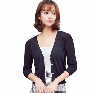 Cardigan pour filles vêtements d'extérieur été femmes dames pull recadrée maillots crochet haut bout à bout pulls tricotés hauts vêtements O8d9 #