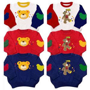 Cárdigan, suéter japonés para niños, prendas de punto de otoño e invierno, jersey para niños y niñas, suéteres con letras de oso de dibujos animados para bebés 231207
