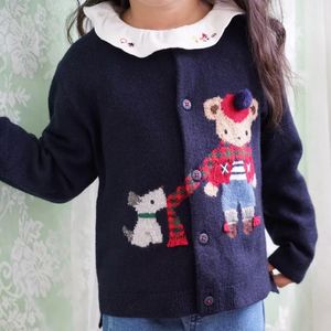 Cardigan enfants manteau bébé vêtements mélange de laine garçons et filles tricoté cardigan dessin animé ours motif doux pull veste 231206