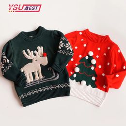 Cardigan Niños Prendas de punto Navidad Elk Suéter Niñas Niños Casual Cuello redondo Cálido Cothing Punto Jersey Traje Árbol 231207